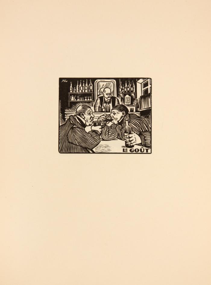 Les cinq Sens. Album contenant six bois gravés.
