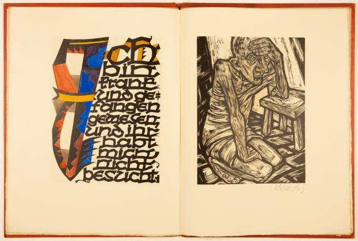 Hans Orlowski. – Das Jüngste Gericht. (Matthäus XXV, 31-46). Als Blockbuch in Holz geschnitten und handkoloriert von Hans Orlowski.