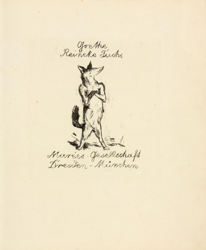 Reineke Fuchs. Zwölf Gesänge. Mit Rahmen, Initialen und Bildern gezeichnet und radiert von Otto Schubert.