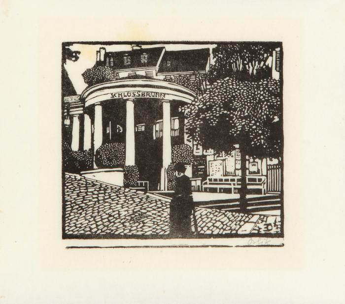 DER ALTE SCHLOSSBRUNNEN IN KARLSBAD (BLATT 19 AUS: KLEINE HOLZSCHNITTE)