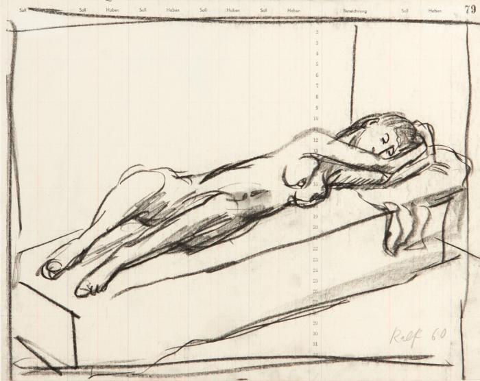 OHNE TITEL (LIEGENDER WEIBLICHER AKT)