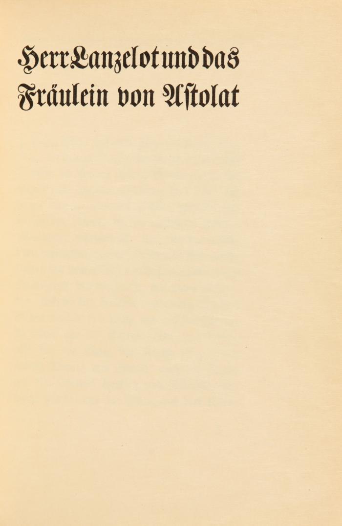 Herr Lanzelot und das Fräulein von Astolat.