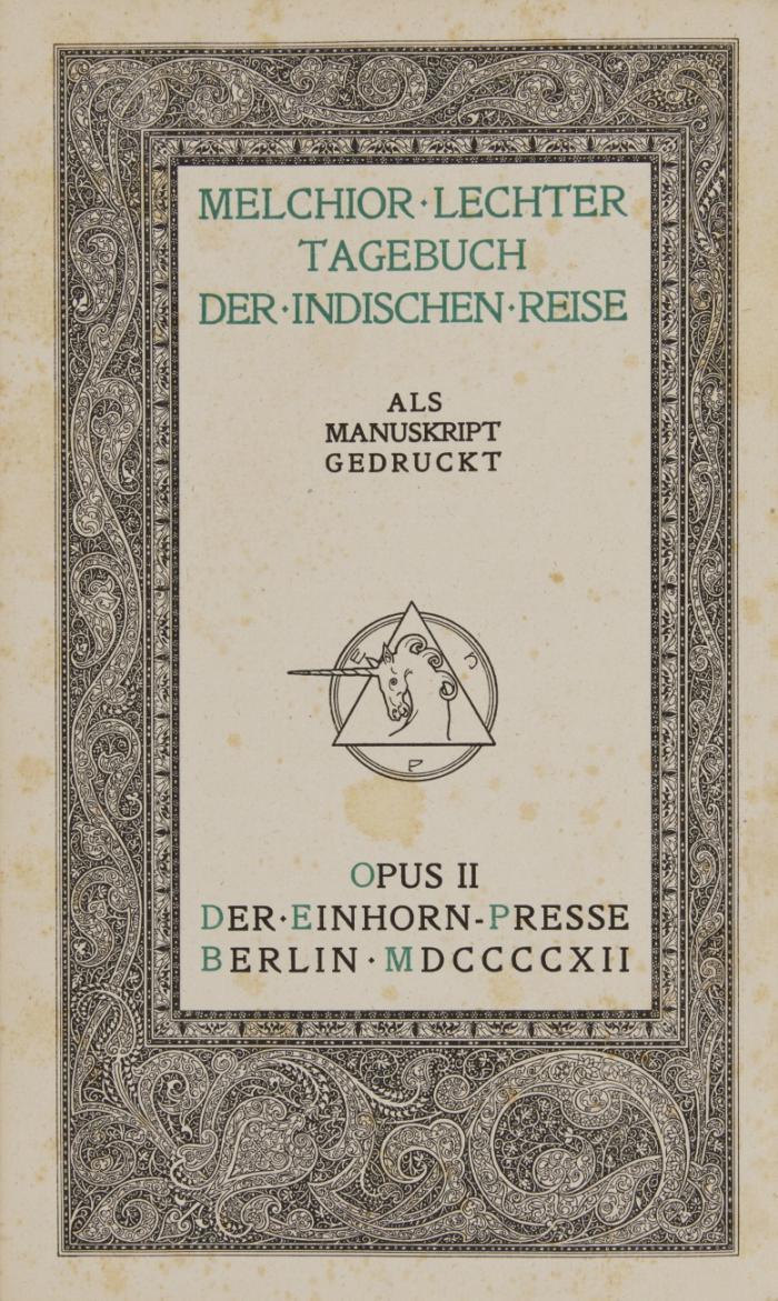 Tagebuch der indischen Reise. Als Manuskript gedruckt.