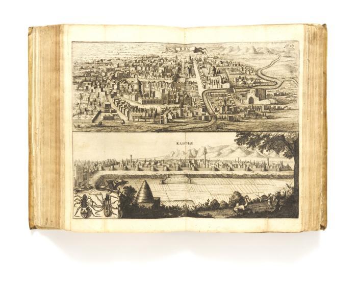 Offt begehrte Beschreibung der Newen Orientalischen Reise. So durch Gelegenheit einer Holsteinischen Legation an den König in Persien geschehen...Item ein Schreiben des...Johan Albrecht Von Mandelslo, worinnen dessen Ost Indianische Reise über den Oceanum enthalten...2 Tle. in 1 Bd.