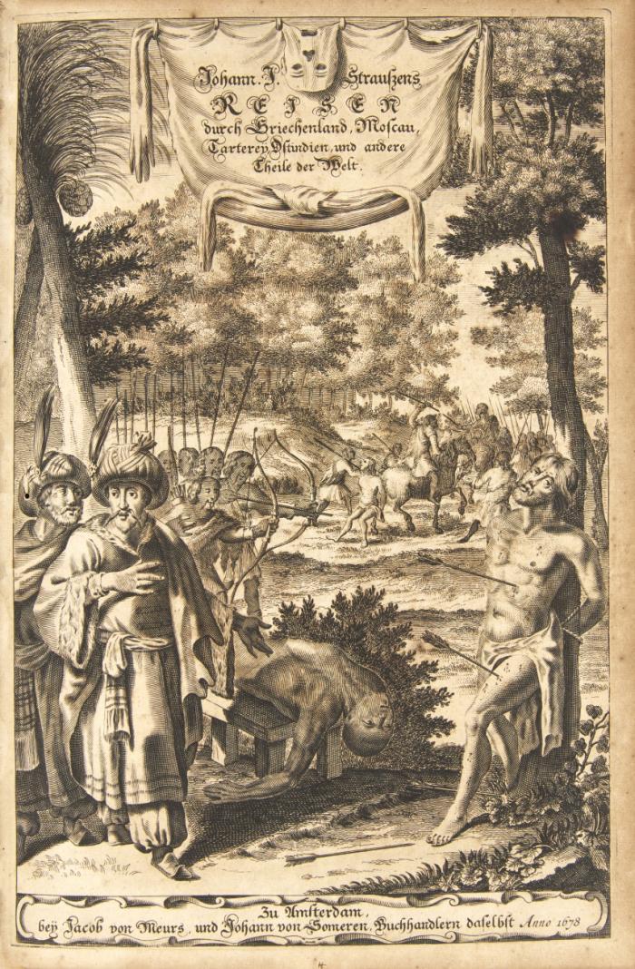 Sehr schwere, wiederwertige und denkwürdige Reysen durch Italien, Griechenland, Lifland, Moscau, Tartarey, Meden, Persien, Türkey, Ost-Indien, Japan und unterschiedliche andere Länder ... Angefangen Anno 1647 und vollbracht 1673... Neben zweyen beygefügten Brieffen verhandelnde den greulichen Mord, Verrähterey und Ubergabe der Stadt Astracan, mit vielen Umständen; wie auch die mannigfaltige Gefahr und Elend, so Cap. David Butler erlitten und zu Ispahan selbsten beschrieben hat. Aus dem Holländischen übersetzet von A[ndreas] M[üller].