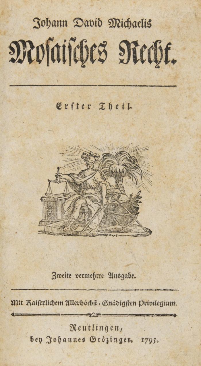 Mosaisches Recht. (Dritter Theil: Nebst einem Anhang von der ältesten Geschichte der Pferde und Pferdezucht in Palästina und den benachbarten Ländern, sonderlich Egypten und Arabien.) Zweite vermehrte Ausgabe. 6 Bde. in 3.