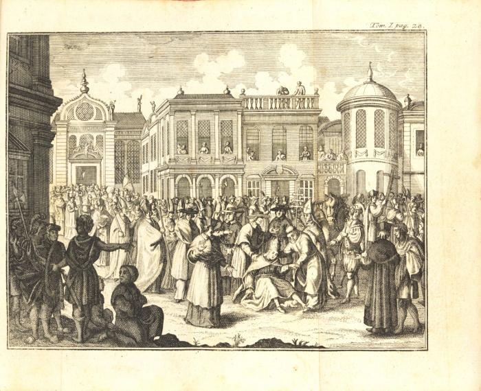 Merckwürdige Historie der Päbstin Johanna,... von dem Herrn [Jaques] L'Enfant gezogen, und von demselben nebst verschiedenen Anmerkungen des Herrn des Vignoles in Frantzösischer Sprache herausgegeben; nunmehro aber, wegen ihrer Vortrefflichkeit, aus dem Frantzösischen ins Teutsche übersetzet. 2 Tle. in 1 Bd.