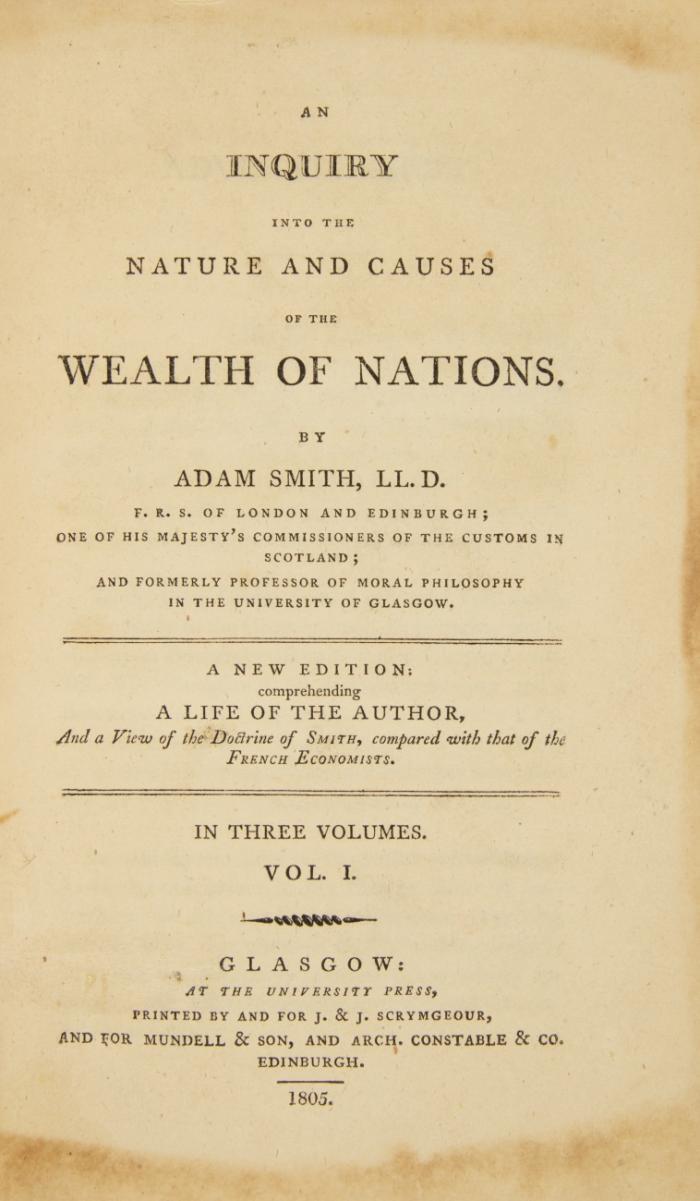 An inquiry into the nature and causes of the wealth of nations. A new edition. 3 Bde.