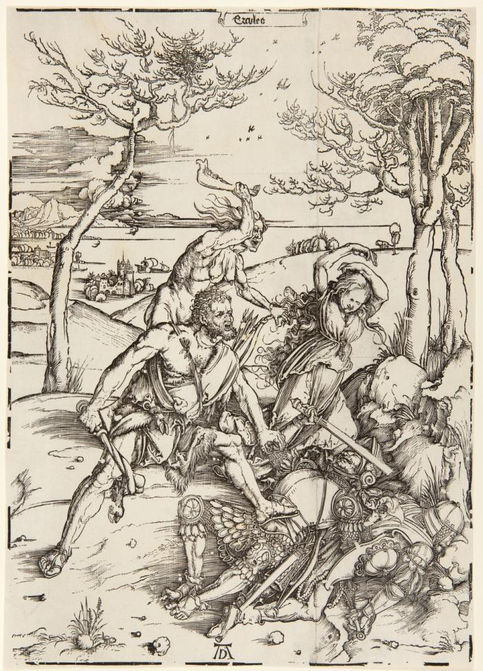 Ercules. (Hercules tötet die Molioniden). Um 1496.