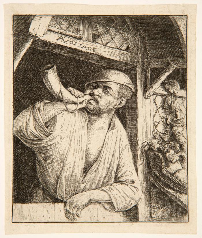Der Bäcker, der das Horn bläst.