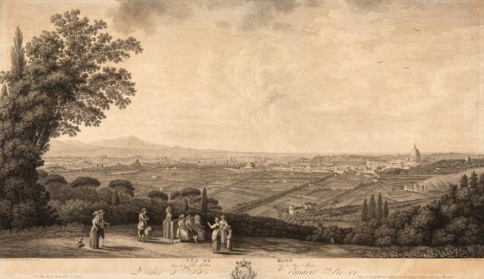 Vue de Rome. Prise de la Villa Millini sur le Mont Mario.