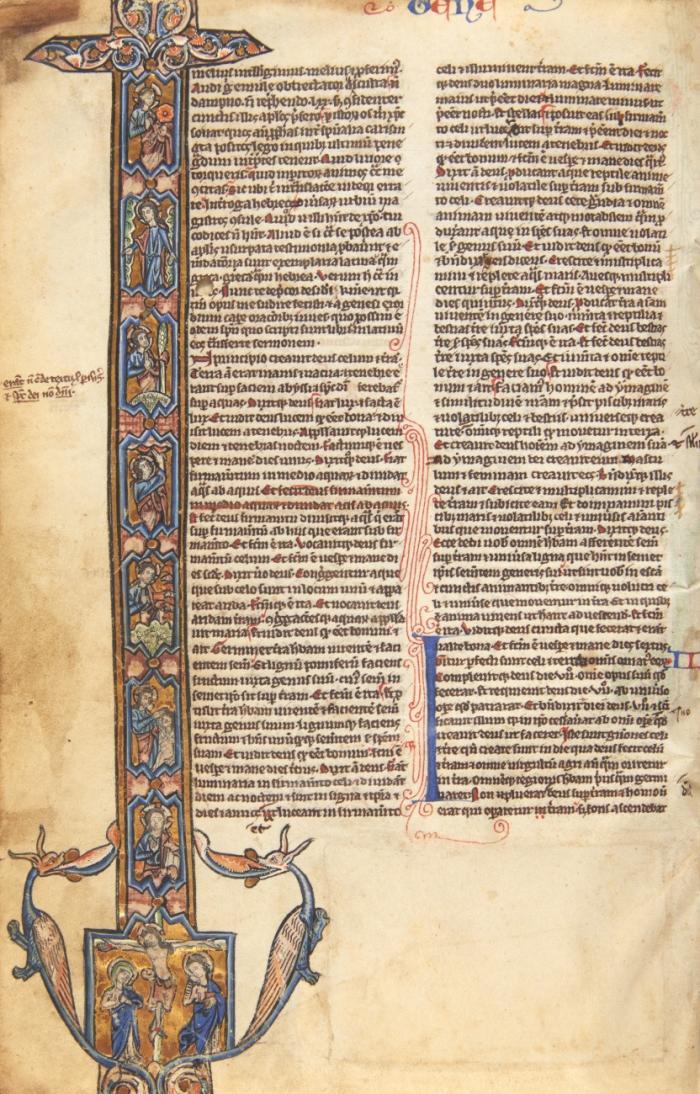 Taschenbibel. - Biblia latina, mit den Prologen des Hieronymus und den Interpretationen hebräischer Namen. Illuminierte Handschrift auf dünnem Pergament.