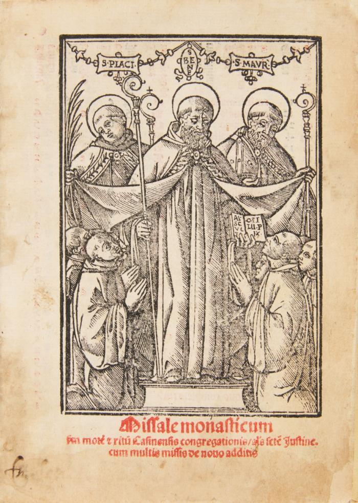 Missale Monasticum s[ecundu]m more[m] [et] ritu[m] Casinensis congregationis, al[ia]s s[an]ct[a]e Justin[a]e. cum multis missis de nouo additis.
