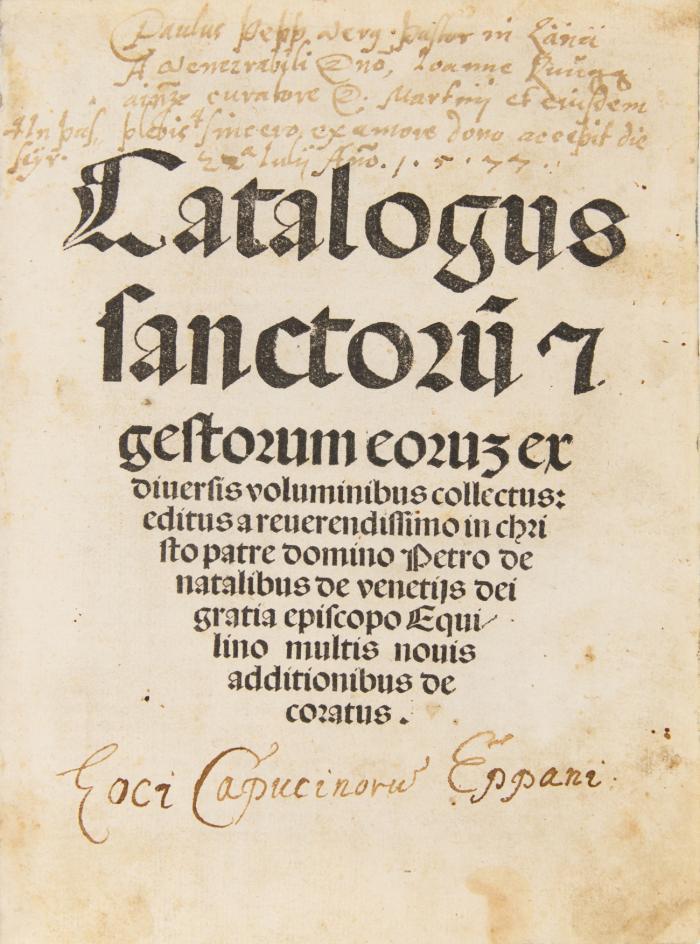 Catalogus sanctorum & gestorum eorum ex diuersis voluminibus collectus.