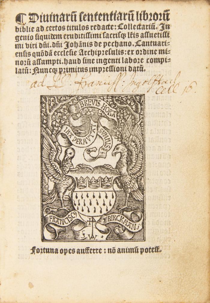 Diuinaru(m) sententiaru(m) libroru(m) biblie ad certos titulos redacte.