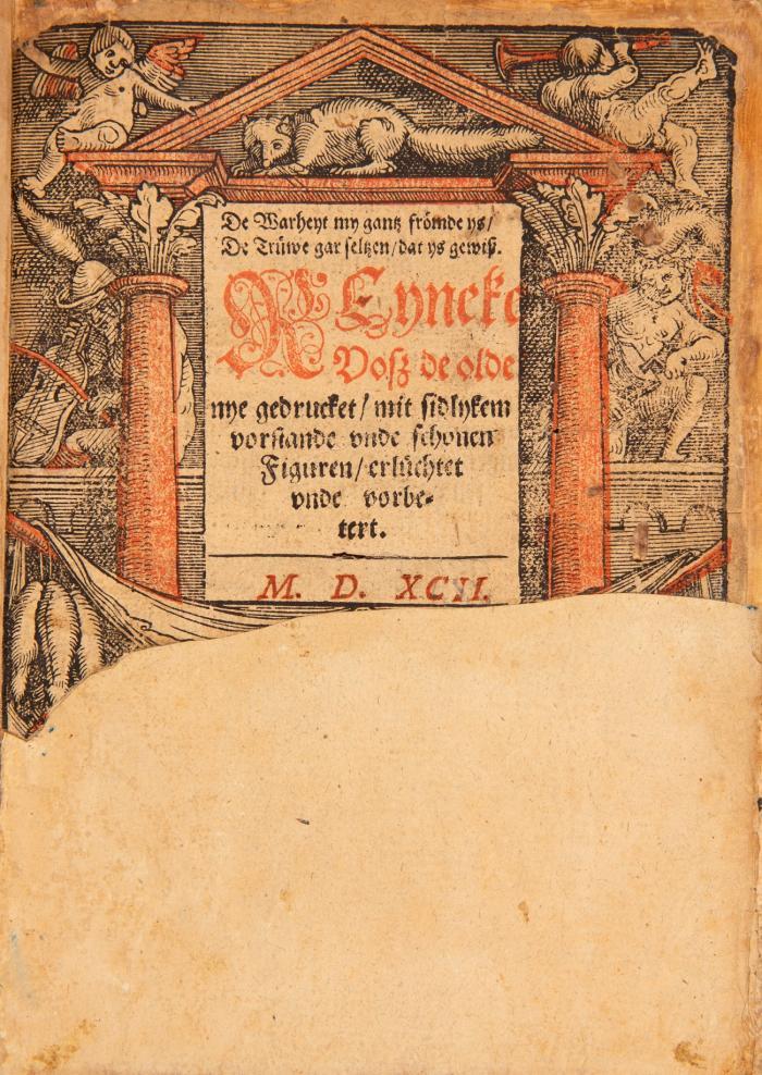 Reyneke Voss de olde nye gedrucket mit sidlykem vorstande unde schonen Figuren erlüchtet unde vorbetert.
