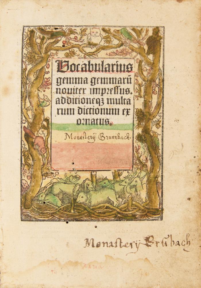 Vocabularius gemma gemmaru(m) noviter impressus, additioneq(ue) multarum dictionum exornatus.
