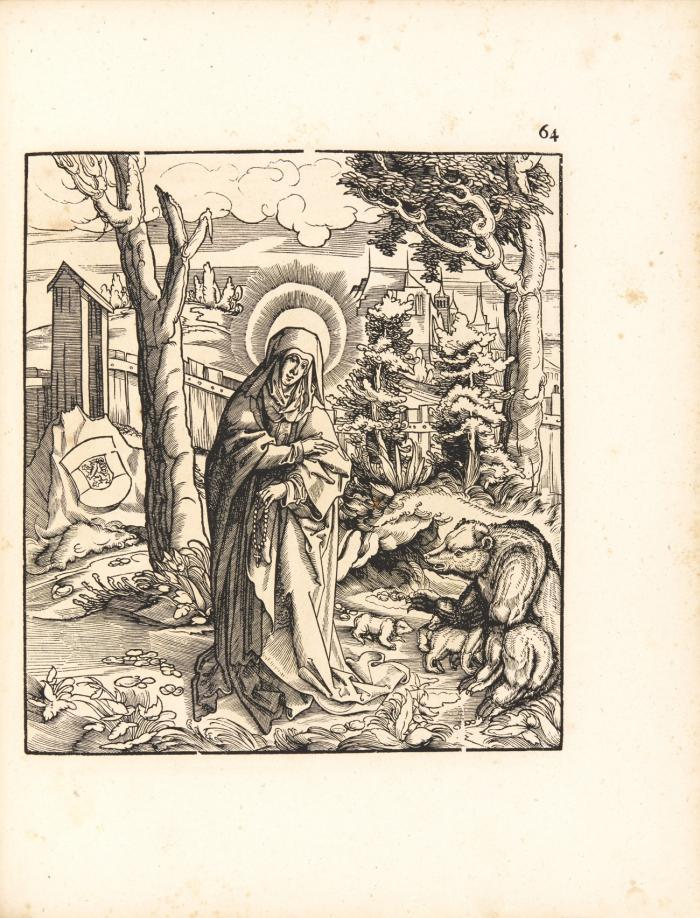 Images de saints et saintes issus de la famille de l'Empereur Maximilien I. En une suite de cent dix neuf planches gravées en bois par differens graveurs d'après les dessins de Hans Burgmaier. [Herausg. von Adam von Bartsch].