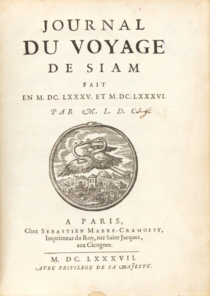 Journal du voyage de Siam fait en M. DC. LXXXV. et M. DC. LXXXVI.