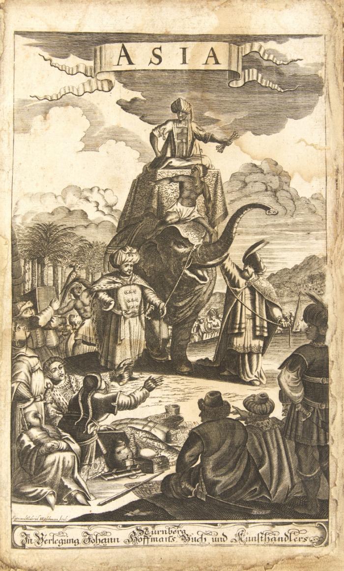 Asia. Oder: Ausführliche Beschreibung des Reichs des grossen Mogols und eines grossen Theils von Indien. In sich haltend die Landschafften Kandahar, Kabul, Multan, Haikan, Bukkar, Send oder Diu, Jesselmeer, Attak, Peniab, Kaximir, Jangapore, Dely, Mando, Malva, Chitor, Utrad, Zuratte oder Kambaye, Chandisch, Narvar, Gwaliar, Indostan, Sanbat, Bakar, Nagrakat, Dekan und Visiapour. Nebenst einer vollkommenen Vorstellung des Königreichs Persien, wie auch Georgien, Mengrelien, Cirkassien und anderer benachbarten Länder. Zusamt deren Verschiednen Namen, Grenzen, Städten, Gewächsen, Thieren, Sitten, Trachten, Regierung und Gottesdienst.Durchgehends mit schönen Kupfern, als Landcharten und Abrissen der fürnemsten Städte, Trachten, Thieren und Gewächsen etc. ausgezieret. Aus unterschiedlichen alten und neuen Land- und Reise-Beschreibungen anfangs in niederländischer Sprache zusammengetragen. Anitzo aber ins Hochteutsche getreulich übersetzet Von Johann Christoff Beern. 2 Tle. in 1 Bd.