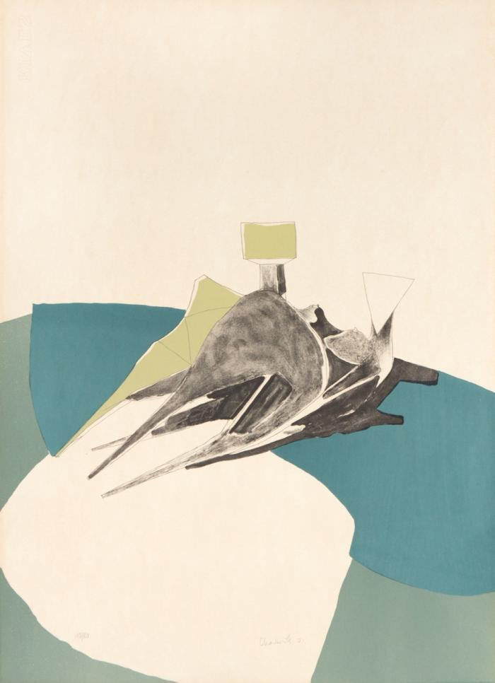 RECLINING FIGURE ON GREEN WAVE / HOMMAGE TO PICASSO