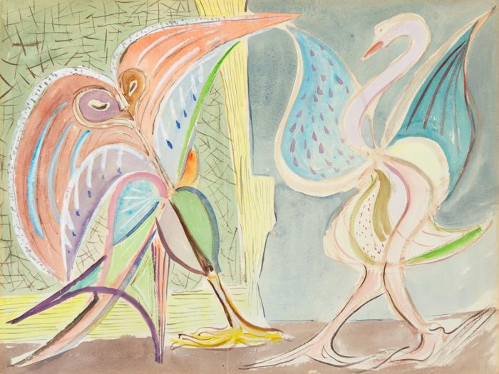 OHNE TITEL (ZWEI PARADIESVÖGEL, VERSO: DREI KÖNIGE)