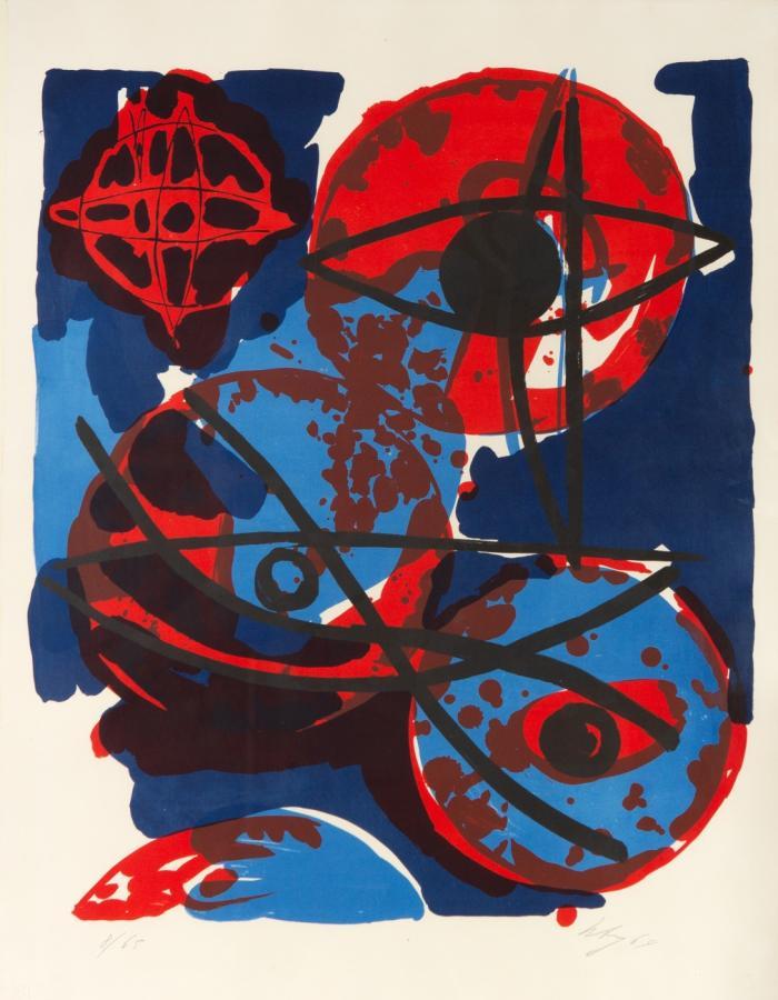FARBLITHO 1964 - 1 (ROT AUS BLAU)