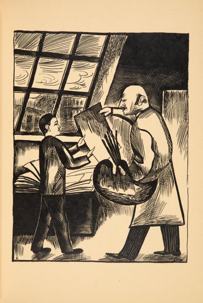 Das Maler-Leben. 16 Originallithographien mit Pinsel und Feder.