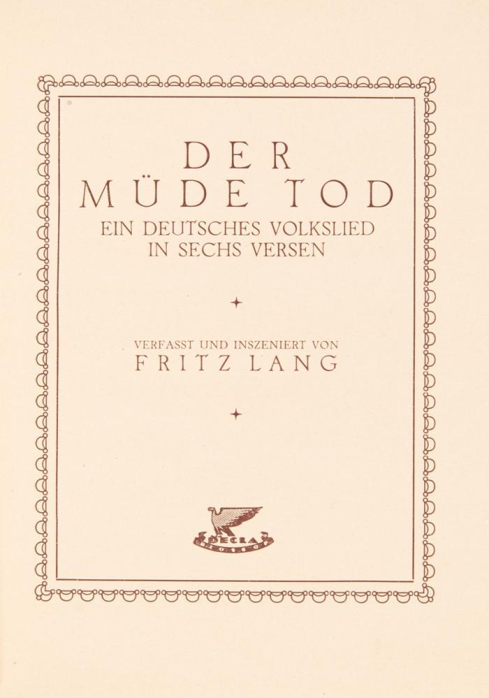 Der Müde Tod. Ein deutsches Volkslied in sechs Versen.