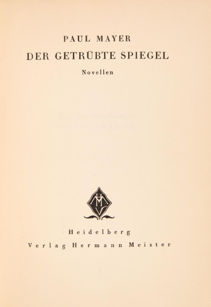 H. Meister Verlag Heidelberg. 3 Bde v. P. Mayer, K.W. Straub und D. Kosztolanyi. 1924-1913.