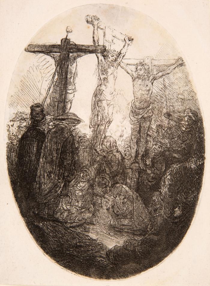 Christus am Kreuz zwischen den zwei Schächern.