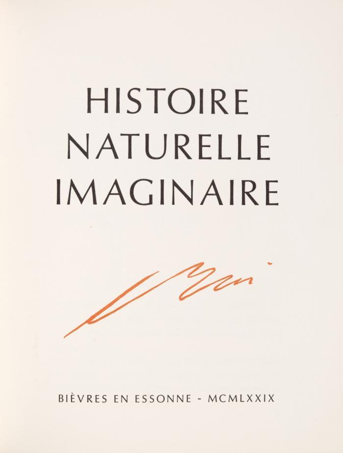 Histoire naturelle imaginaire.