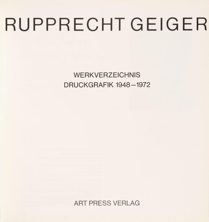 Werkverzeichnis Druckgrafik 1948-1972. Zusammengestellt von Monika Geiger. Mit Texten von Klaus Honnef und Herbert Read.