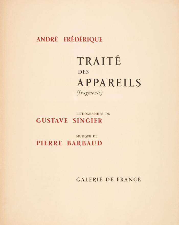 Traité des appareils (fragments). Musique de P. Barbaud.