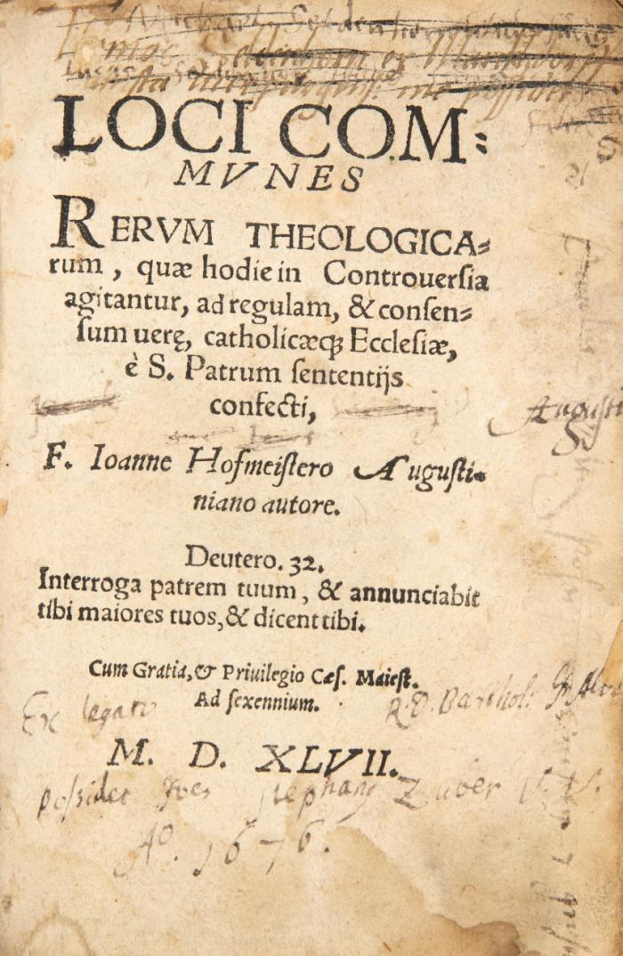 Loci communes rerum theologicarum, quae hodie in controversiae agitantur.