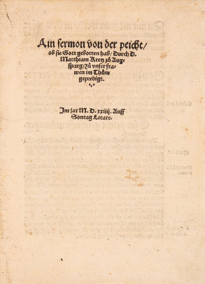 Ain Sermon von der peicht, ob sie Gott gebotten hab.