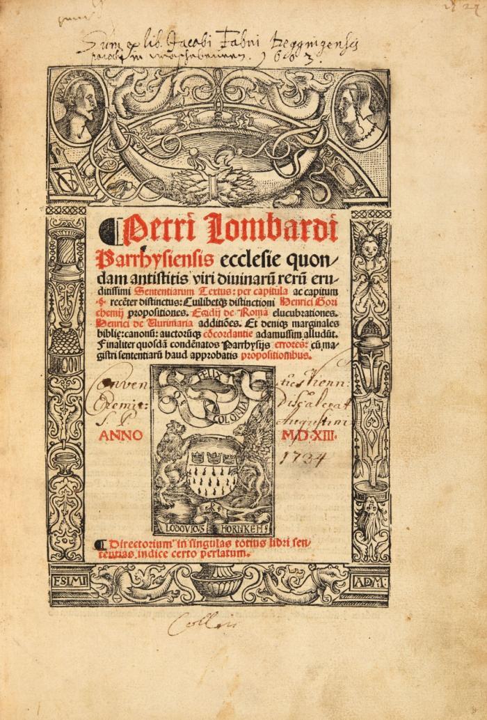 Petri Lombardi Parrhysiensis ecclesie quondam antistitis viri divinarum rerum eruditissimi Sententiarum Textus: per capitula ... recenter distinctus.
 ...; [Hrsg. v. Daniel Agricola ...].