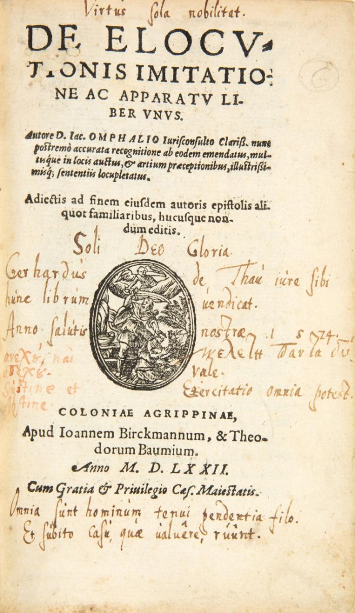 De elocutionis imitatione ac apparatu liber unus. 2 Werke in 1 Bd.