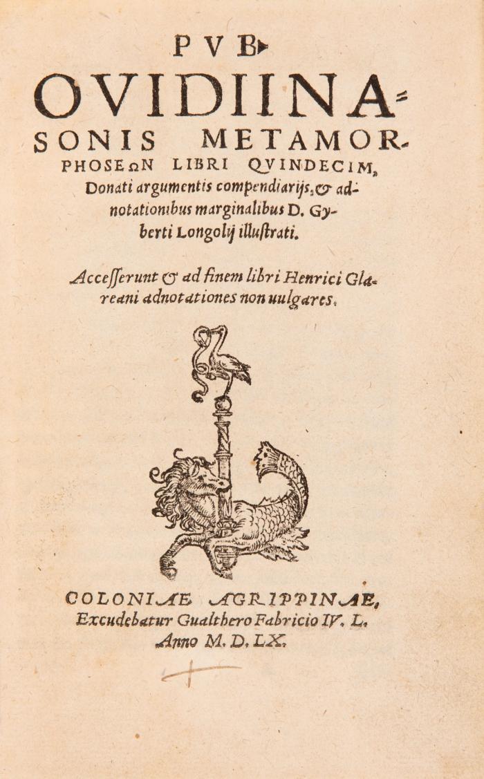 Metamorphoseon libri quindecim ... adnotationibus marginalibus Gyberti Longolii illustrati.