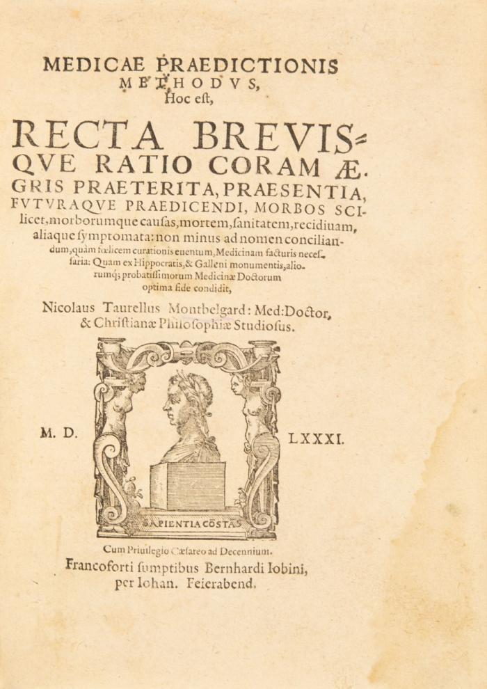 Medicae Praedictionis Methodus, hoc est, recta brevisque ratio coram aegris praeterita, praesentia, futuraque praedicendi ...