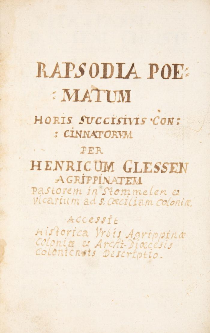 Rapsodia poematum horis succisivis concinnatorum.
