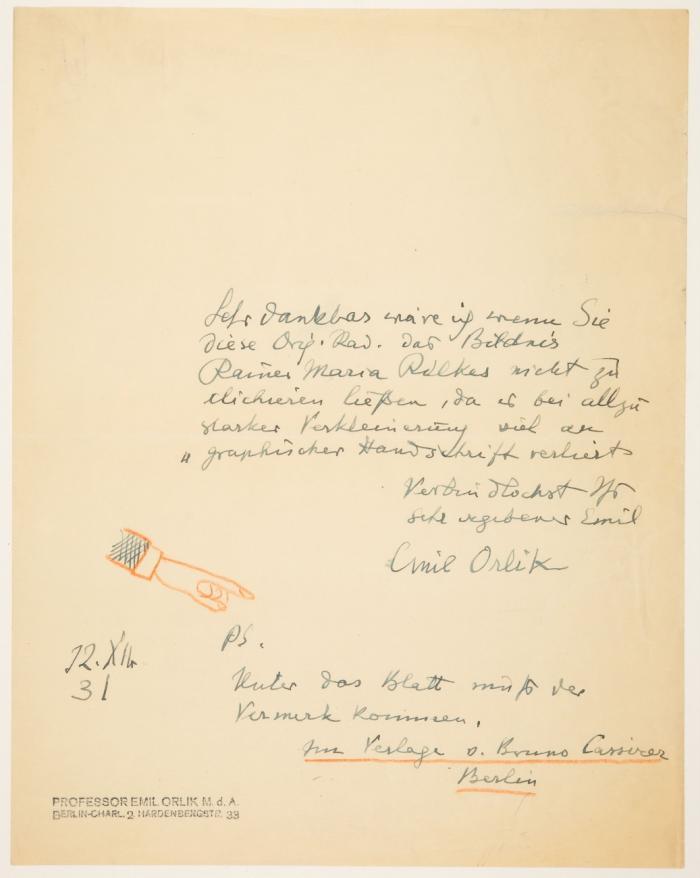 [Eigenhändiger Brief an einen Redakteur].