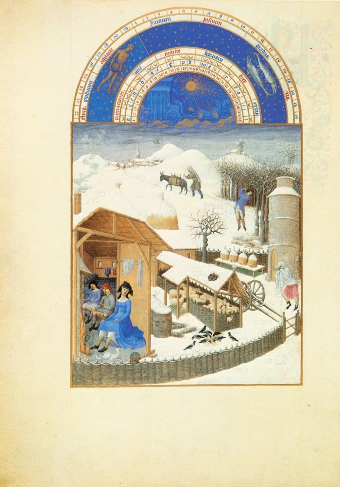 Les très riches heures du Duc de Berry. Faksimile-Edition des Manuskripts Nr. 65 des Musée Condé Chantilly. [daraus:] 12 ganzseitige Miniaturen unter Passepartout montiert.