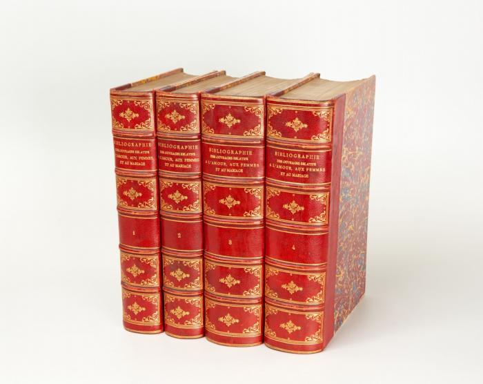 Bibliographie des ouvrages relatifs a l'amour, aux femmes au mariage et des livres facétieux pantagruéliques, scatologiques, satyriques, etc. Quatrième édition, entièrement refondue, augmentée et mise a jour. 4 Bde.