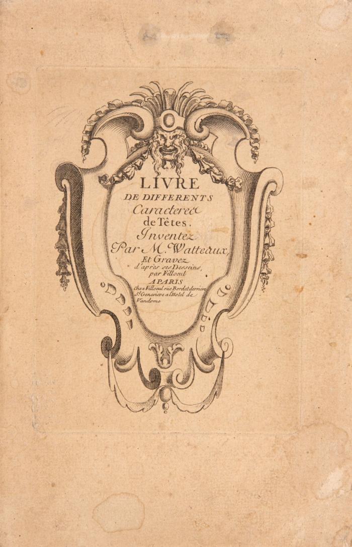 Livre de différents caractères de têtes. Inventez par M. Watteaux, et gravez d'après ses desseins, par Filloeul.