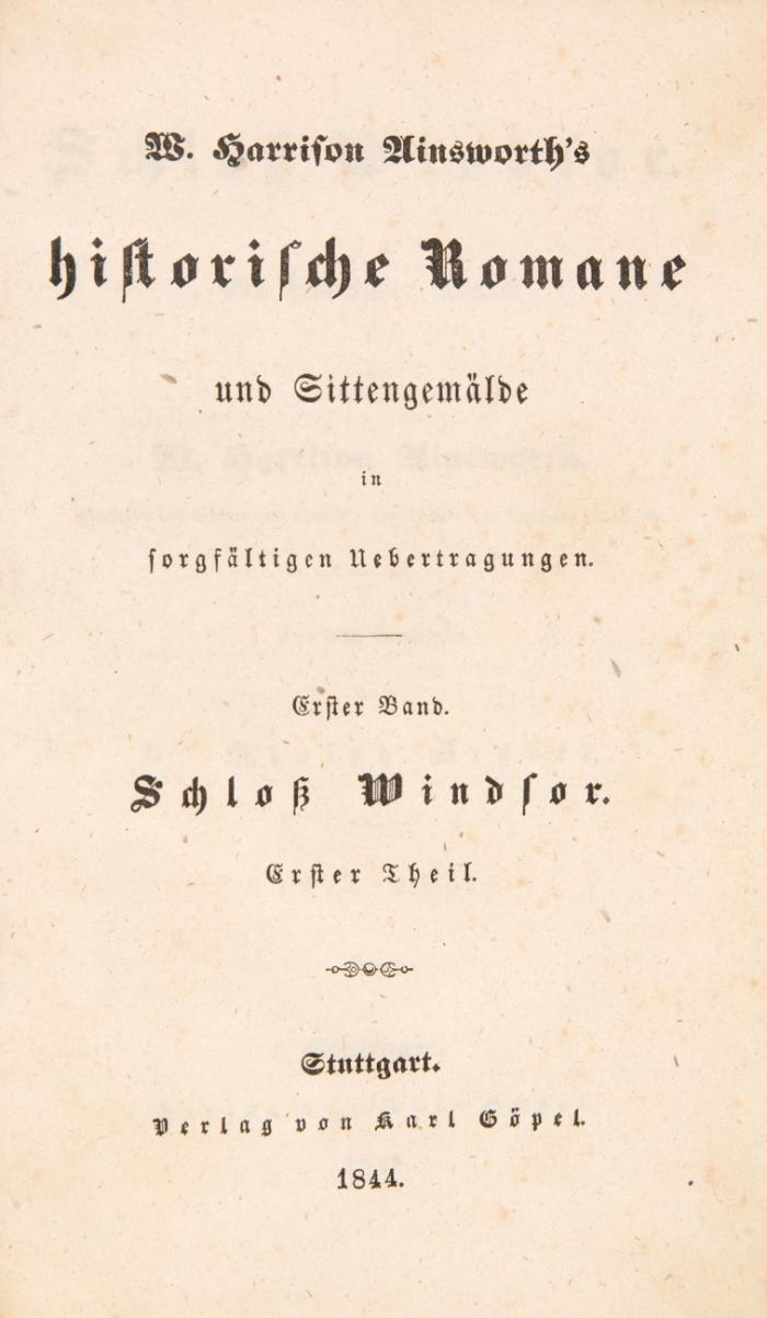 Historische Romane und Sittengemälde in sorgfältigen Uebertragungen. 20 Bde. in 10 Bdn.