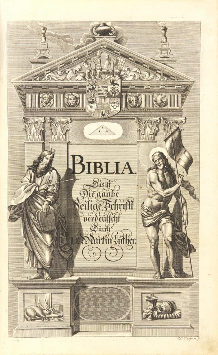 Biblia, Das ist: Die gantze Heilige Schrifft Altes und Neues Testaments. Verdeutscht von Herrn Doctor Martin Luther. 2 Tle. in 1 Bd.