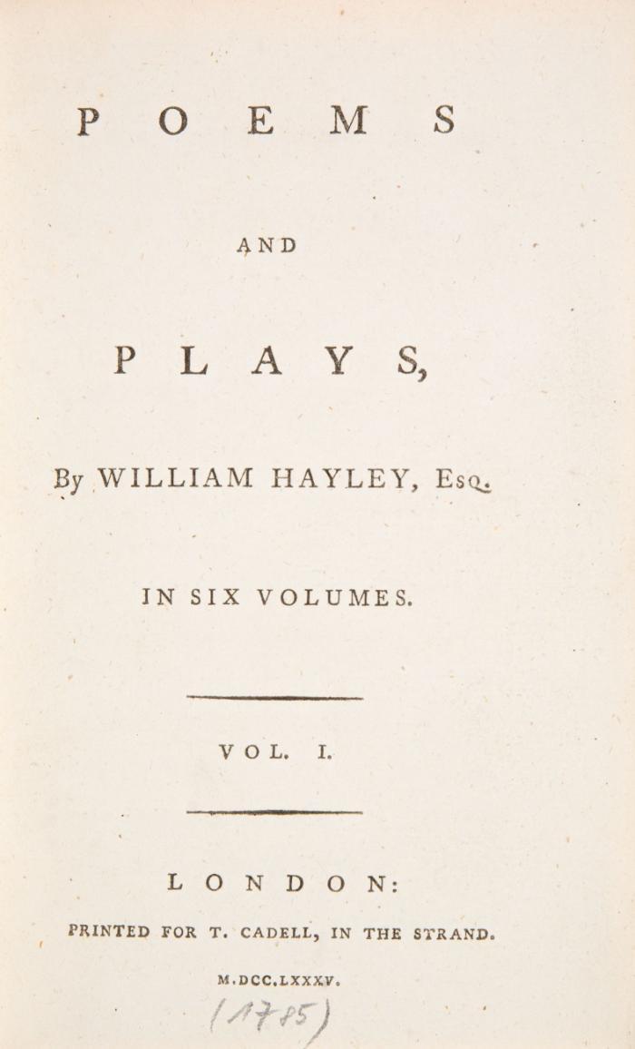 Poems and plays. 6 Bde.