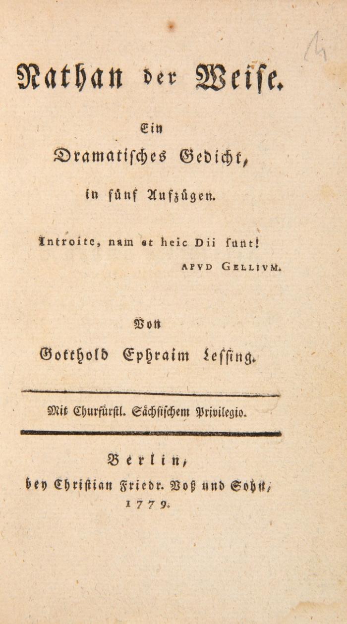 Nathan der Weise. Ein dramatisches Gedicht in fünf Aufzügen.