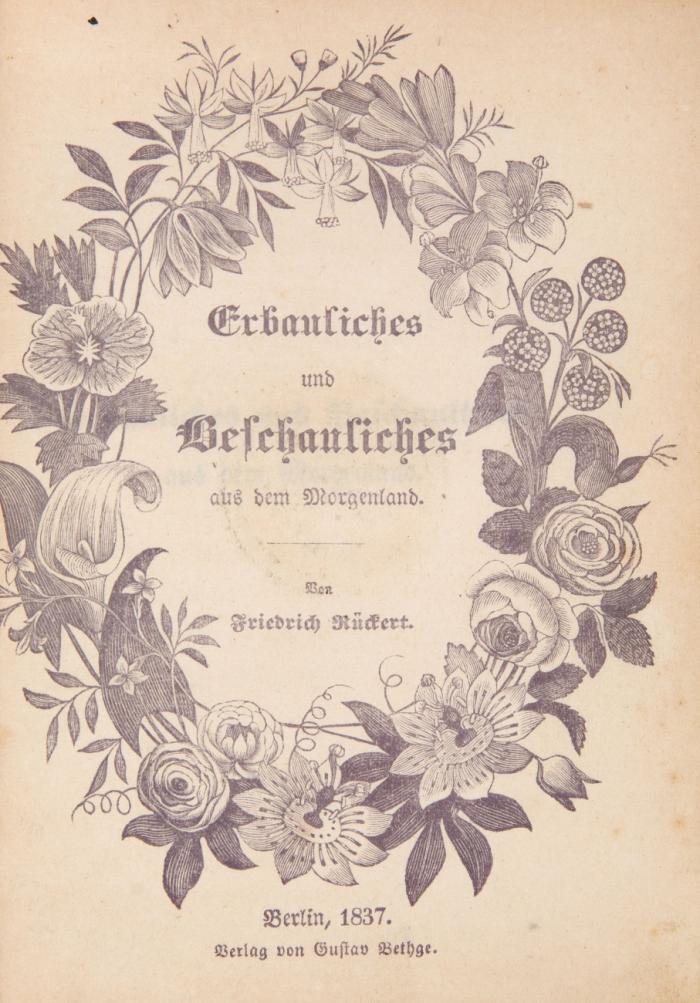 Erbauliches und Beschauliches aus dem Morgenland. Bd. I (von 2).